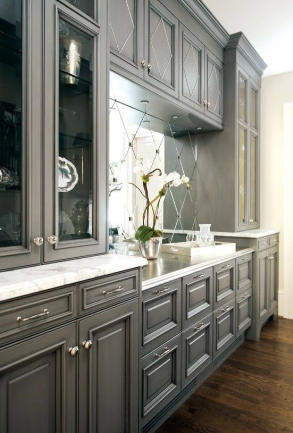 Grey Mirrored Server & Display Cabinet — custom cabinetry by Modern Kitchens & Cupboards