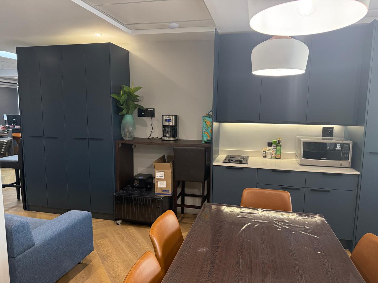 Office Breakout Kitchen & Coffee Station — custom cabinetry by Modern Kitchens & Cupboards
