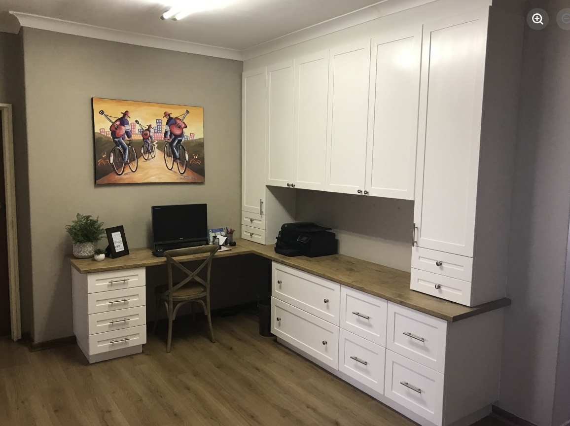 White Shaker Home Office — custom cabinetry by Modern Kitchens & Cupboards
