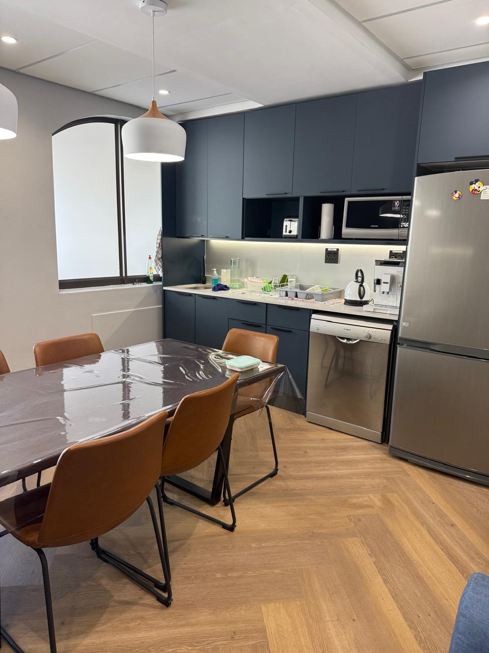 Navy Office Kitchenette — custom cabinetry by Modern Kitchens & Cupboards